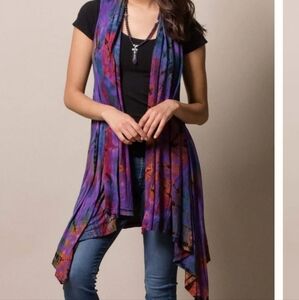 Thai Tie Dye Rayon Convertible Hooded Festival Boho Vest